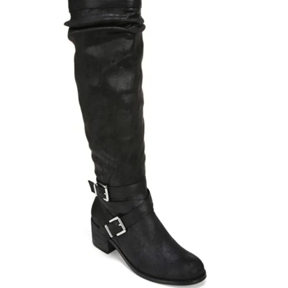 W315-A Black Jada High Shaft Slouch Boots 5 M
